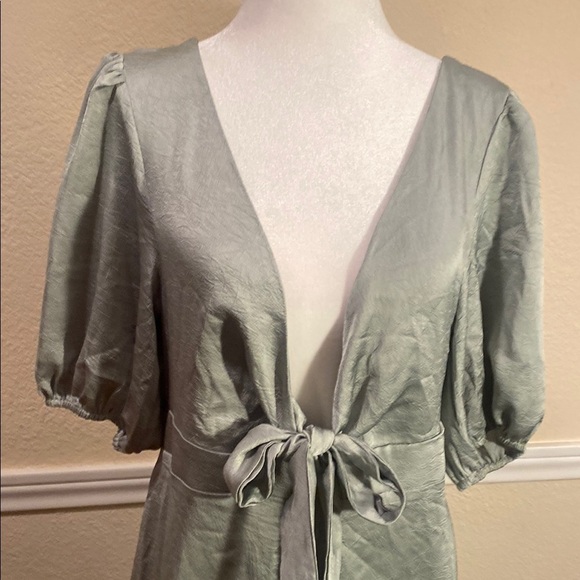 Petal & Pup Sage Midi Dress with Button Detail - Picture 6 of 11